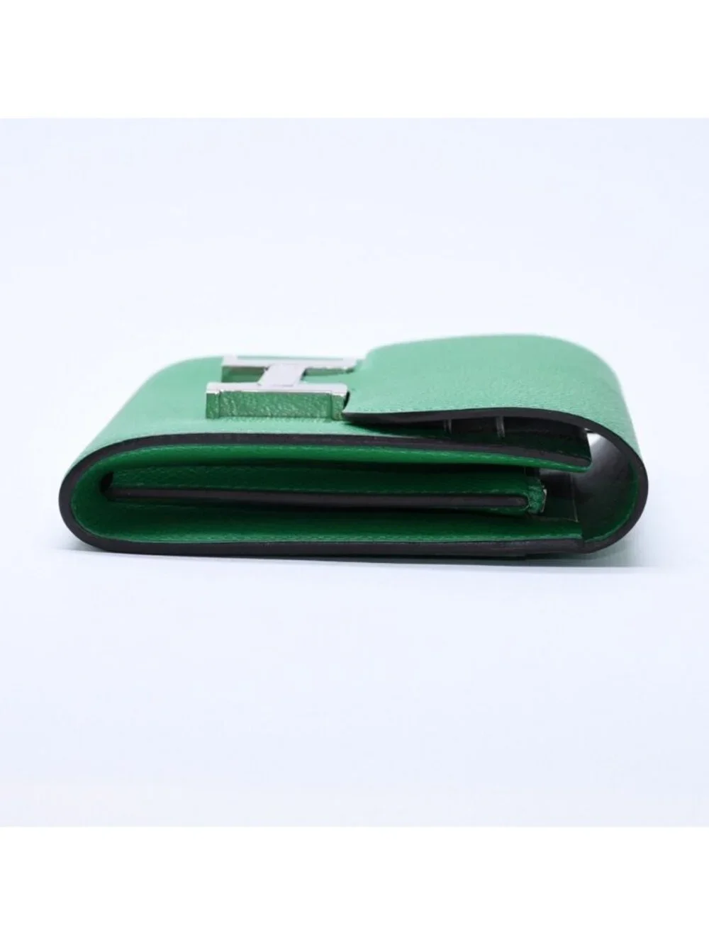 Hermes Bifold Wallet Silver Veau Epsom Green
